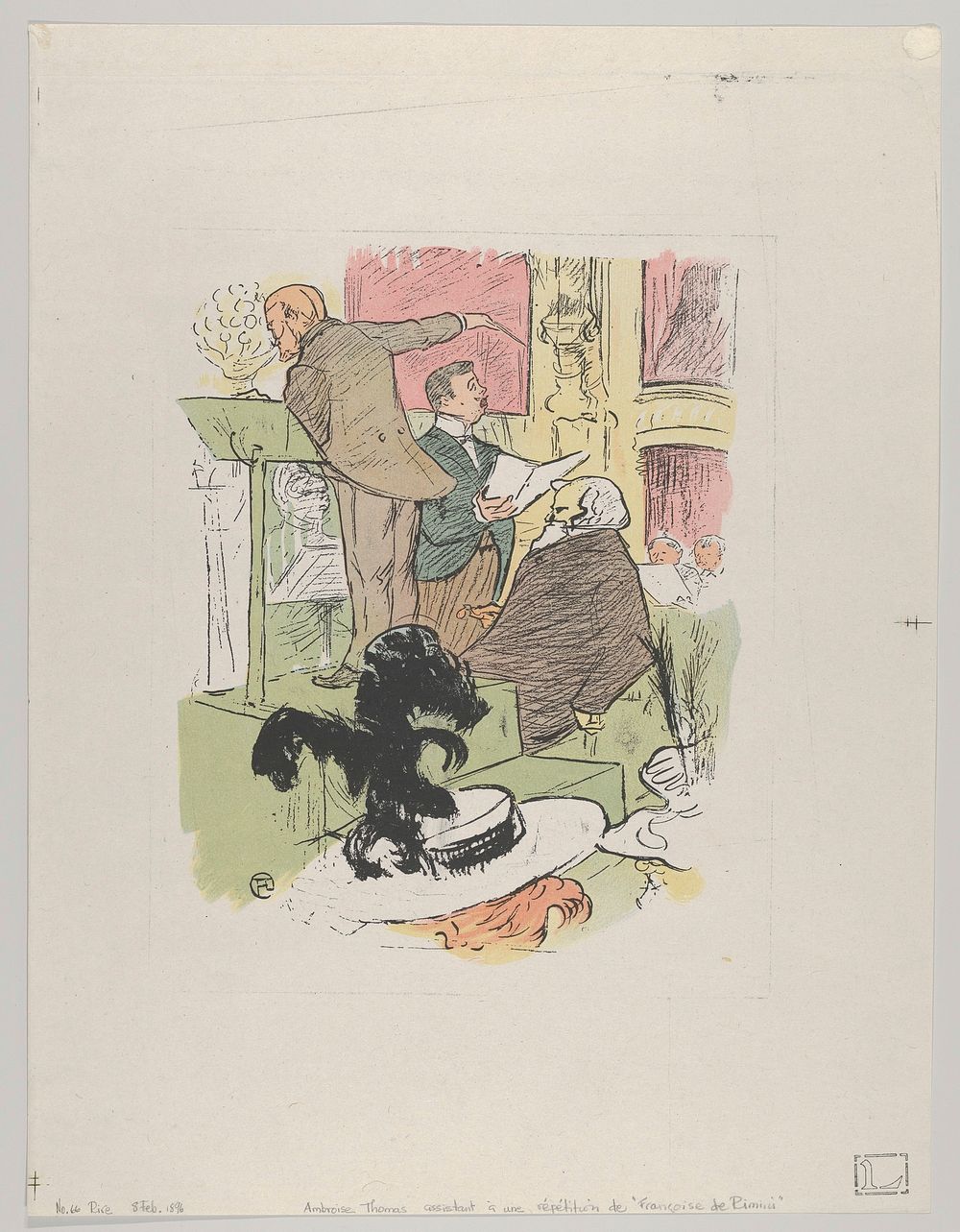 Ambroise Thomas assistant à une répétition de Françoise de Rimini, from Le Rire, No. 66, 8 February 1896 by Henri de…