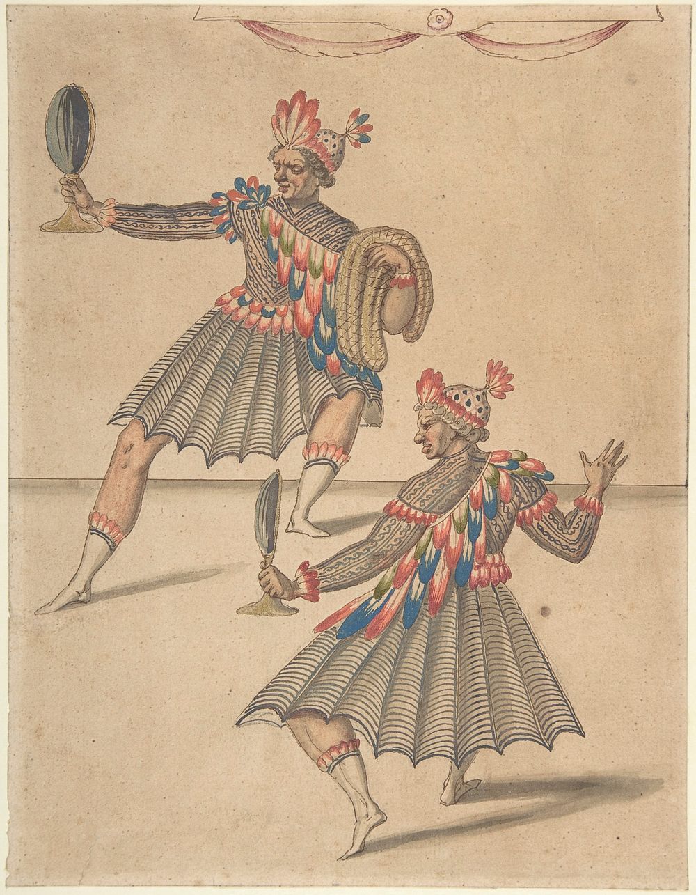 Drawing of Two 'Americans' for Ballet de la Douairi&egrave;re de Billebahaut by Daniel Rabel