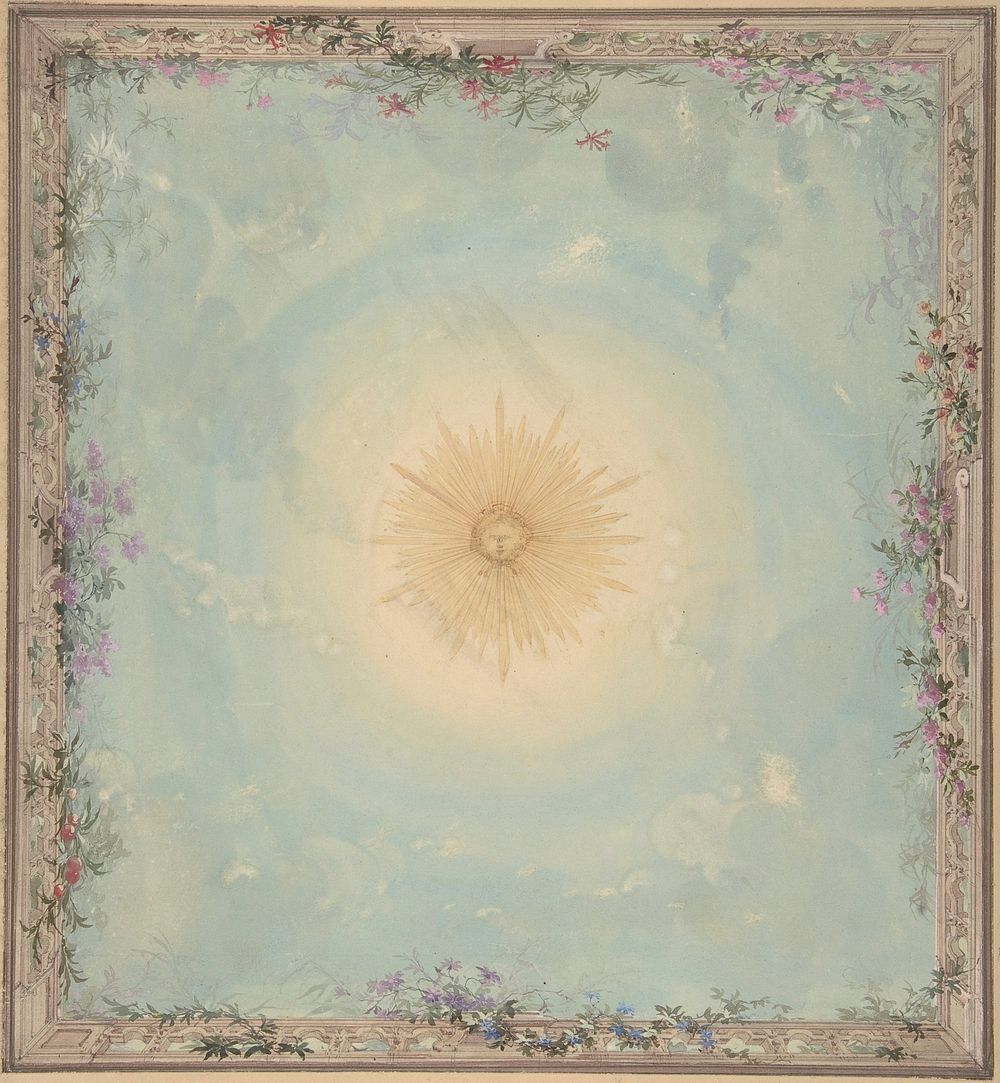 Designs for Ceilings with Central Sunburst by Charles Monblond