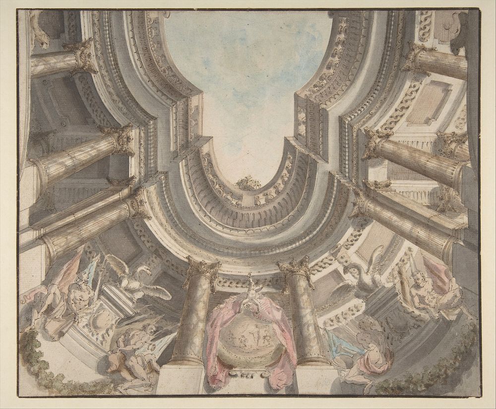 Design for a Trompe L'Oeil Ceiling by Flaminio Innocenzo Minozzi