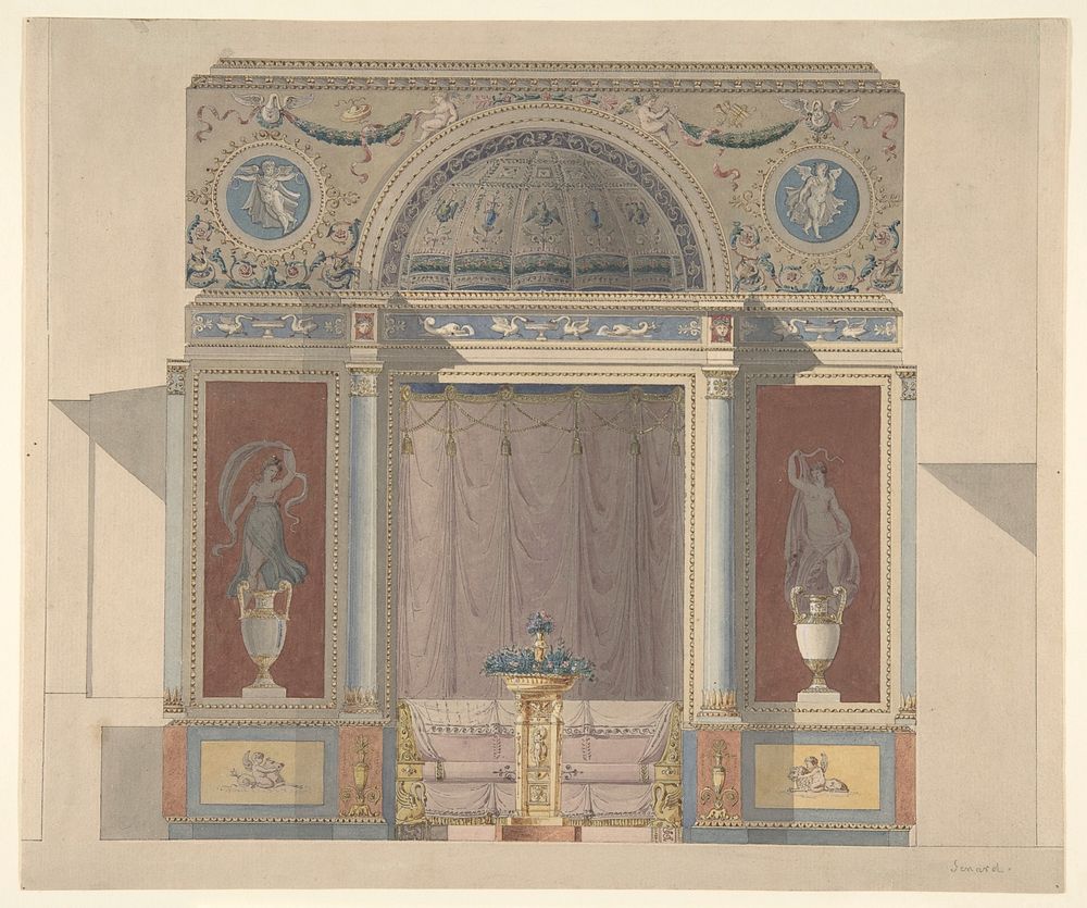 Study for an Arched Alcove with a Canapé by Anonymous, French, 19th century