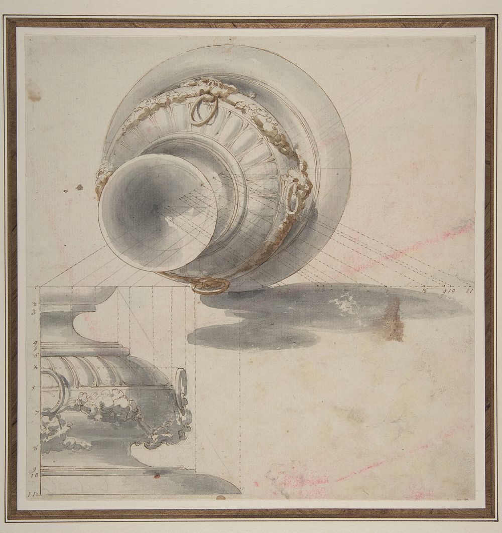 Design of a Perspective projection for an Urn by Flaminio Innocenzo Minozzi