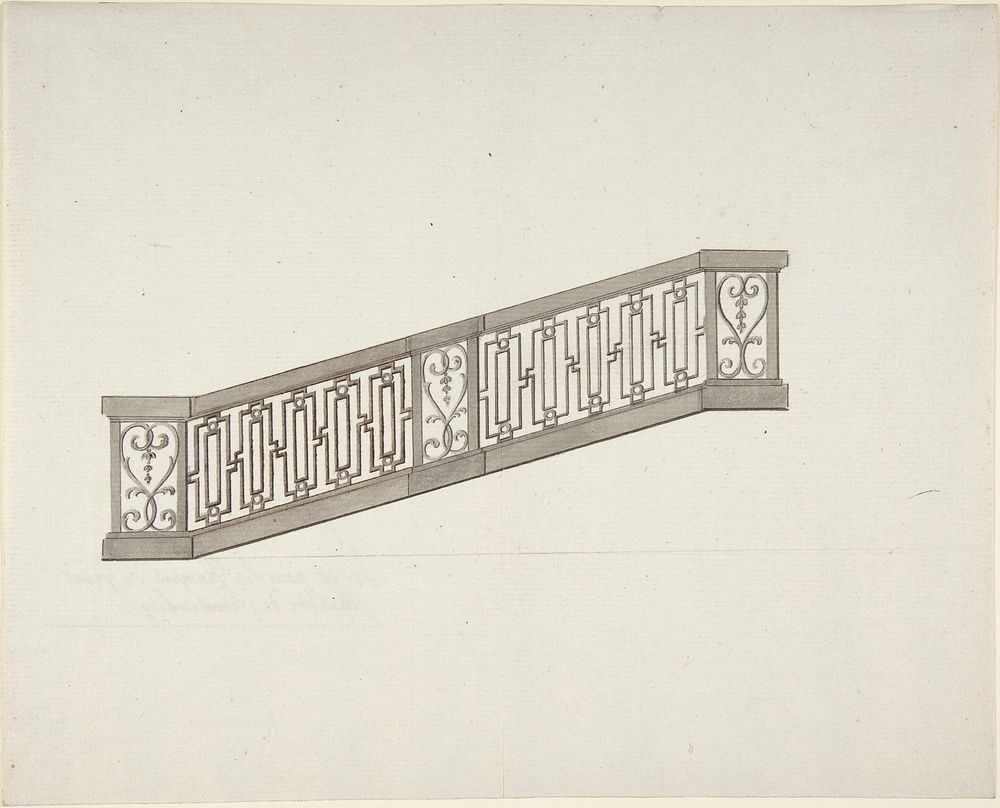 Design for Ornamented Stair Railing, Anonymous, French, 19th century