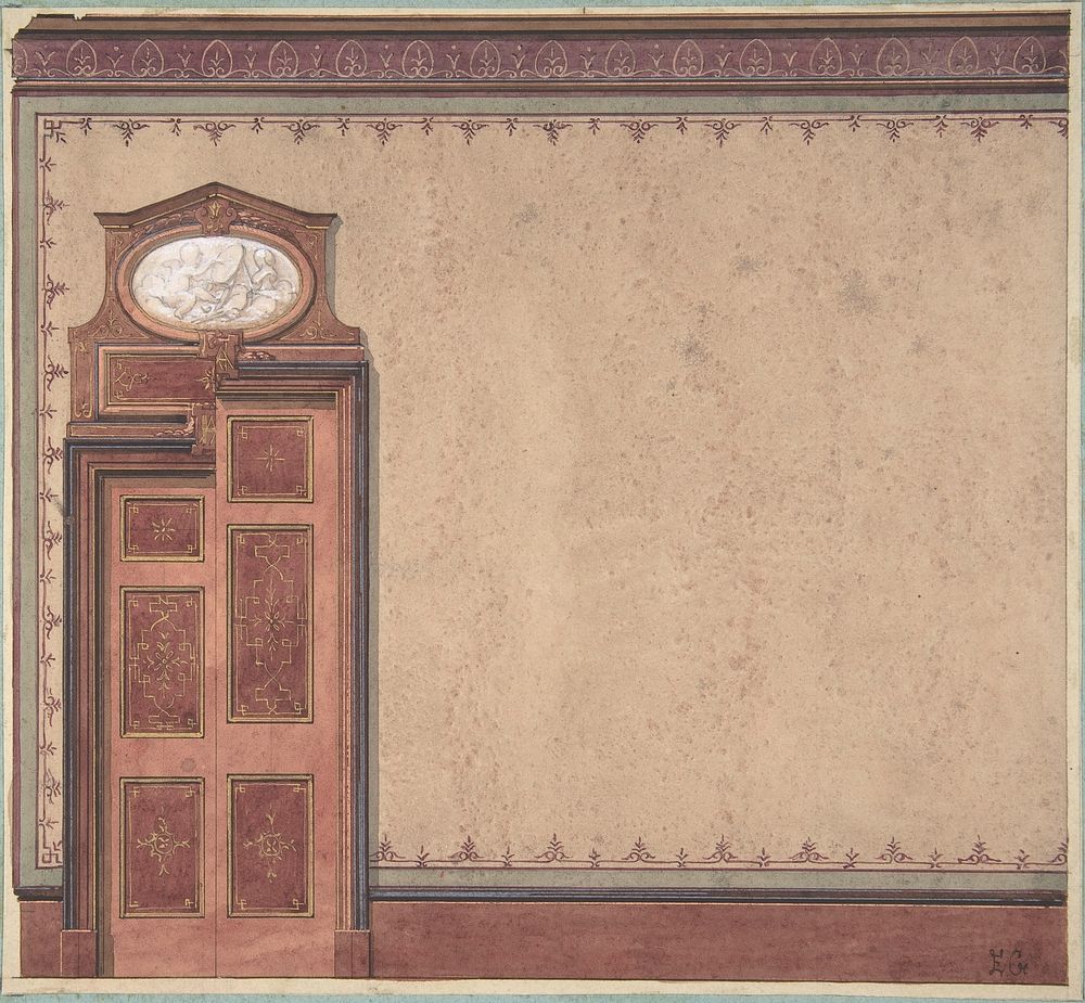 Pompeiian Design for Wall and Doorway by Jules Lachaise and Eugène Pierre Gourdet