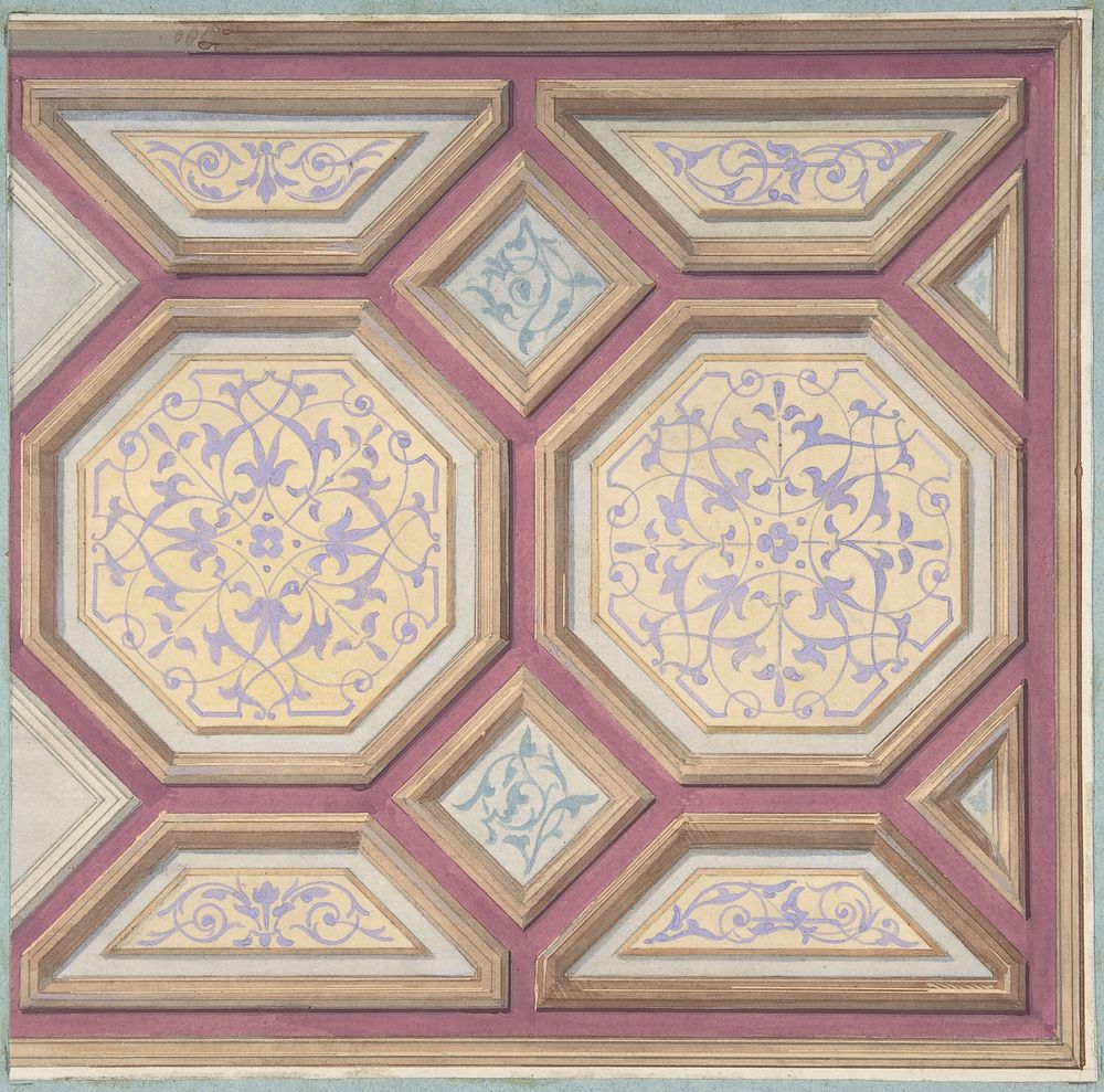 Design for Ceiling, Château de Cangé by Jules Lachaise and Eugène Pierre Gourdet