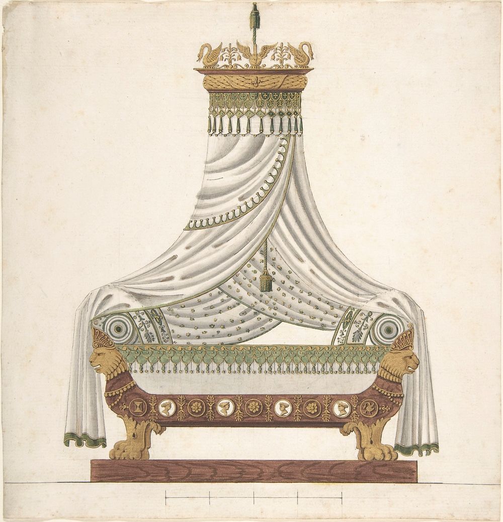 Design for Canopy Bed by Anonymous, French, 19th century