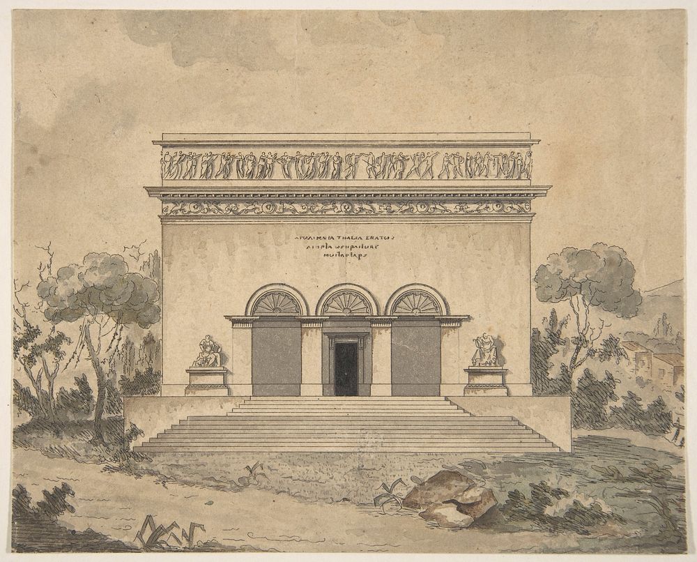 Design for the Exterior of a Theater, Anonymous, French, 19th century