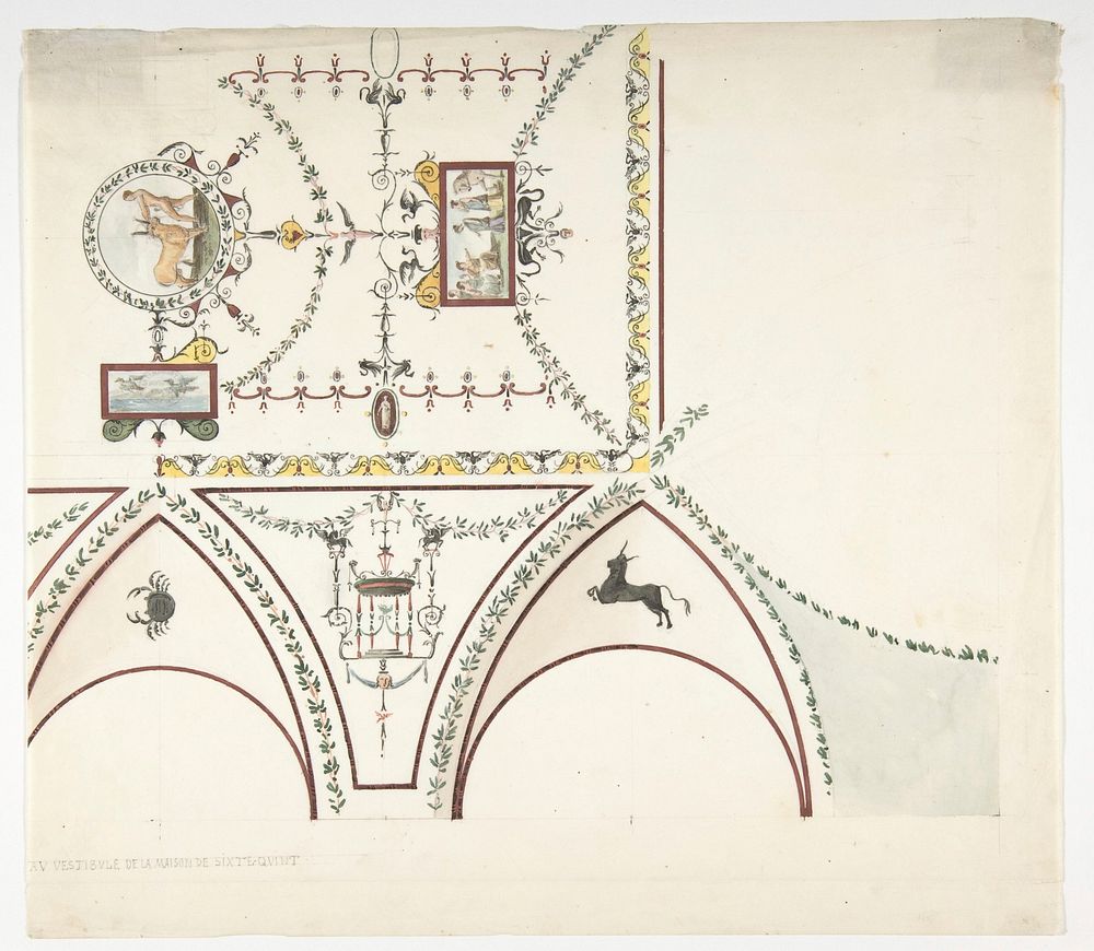 Design for a Vestibule, Anonymous, French, 19th century