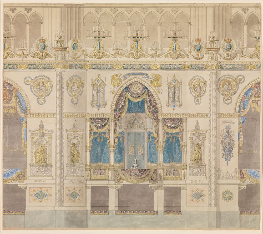 Elevation of Reims Cathedral with the Royal Box for the Coronation of Louis XVIII