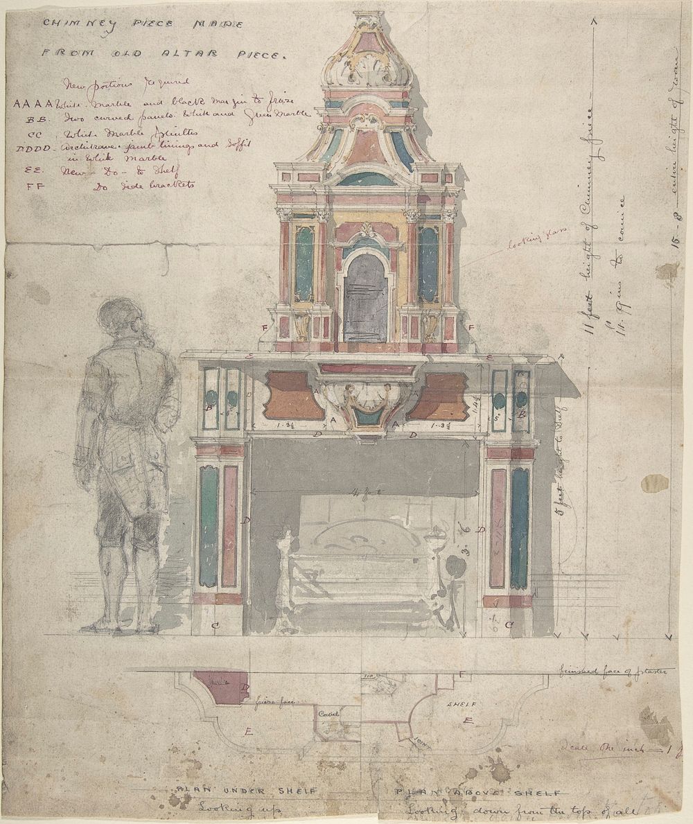 Design for a Chimneypiece Made from an Old Altarpiece by Anonymous, British, 19th century