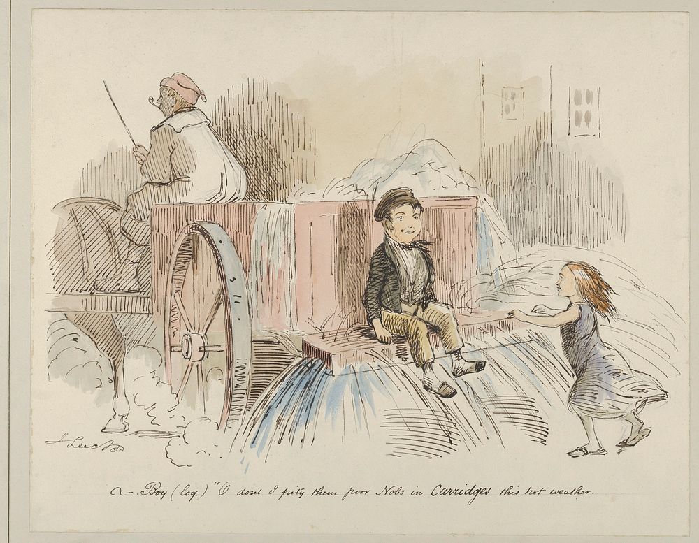 Boy (loq.) O don't I pity them poor Nobs in Carriages this hot weather by John Leech