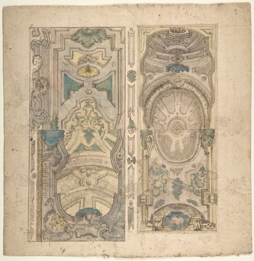 Four Alternate Designs for a Vault, Anonymous, Italian, Piedmontese, 18th century