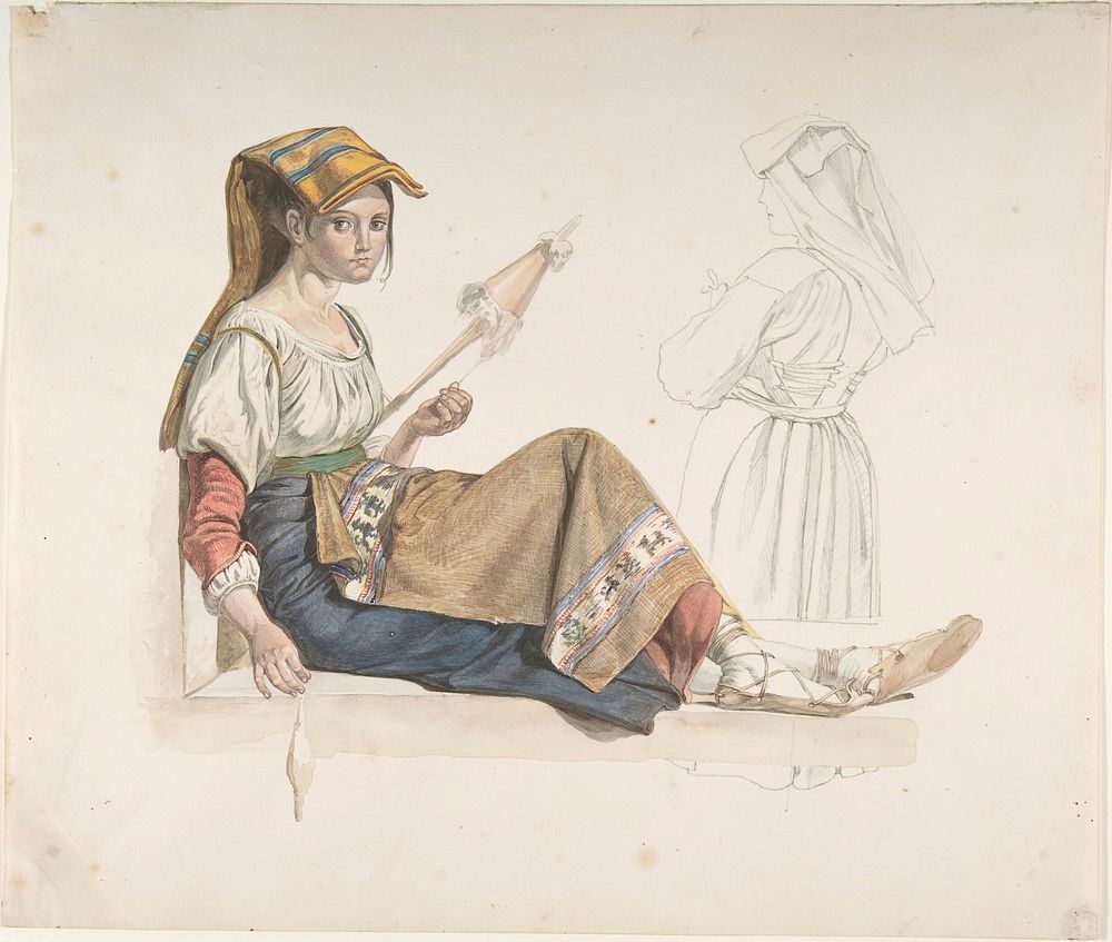 Neapolitan Woman (recto); Study for an Interior (verso) 