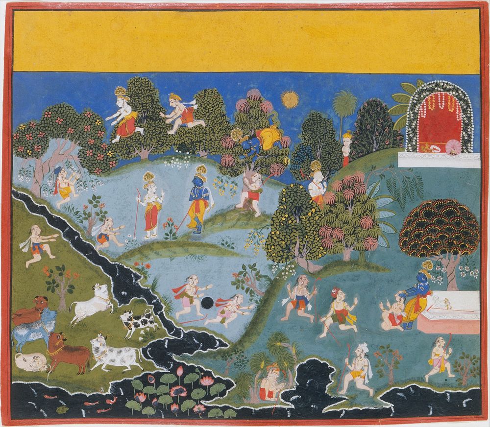Blindman's Bluff: Page From a Dispersed Bhagavata Purana (Ancient Stories of Lord Vishnu), India (Rajasthan, Mewar)
