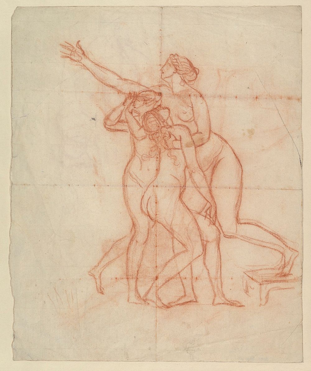 Study for the Wife and Daughters of Brutus (recto); Study of a Male Nude (verso) by Jacques Louis David