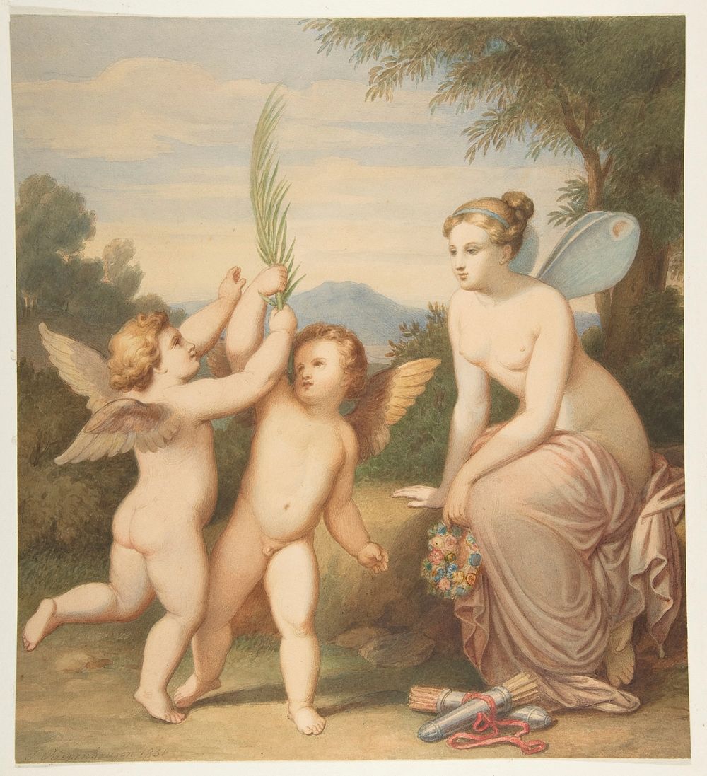 Eros and Anteros with Psyche Looking at Them 