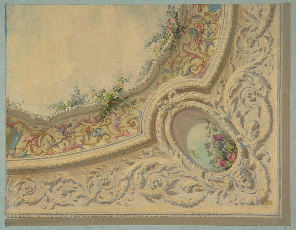 Design for the decoration of a ceiling in the house of Baron Malet, Jouy-en-Josas (Seine et Gise) by Jules Edmond Charles…