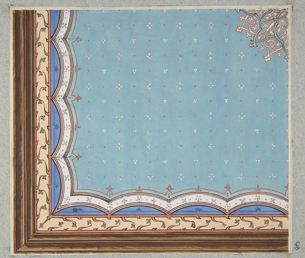 Design for the painted decoration of a ceiling by Jules-Edmond-Charles Lachaise and Eugène-Pierre Gourdet