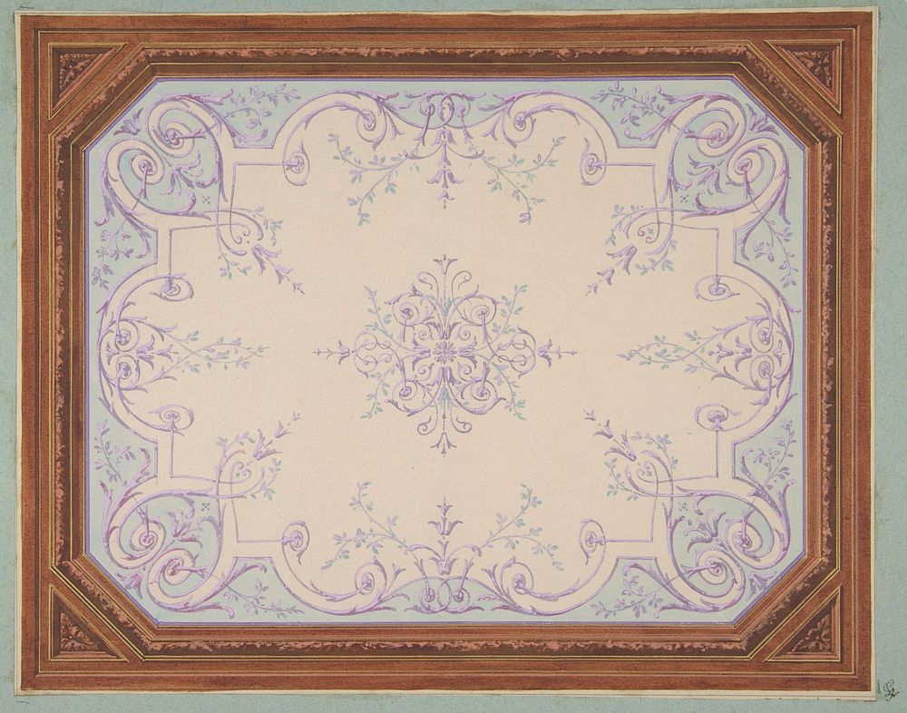 Design for the decoration of a ceiling in rinceaux by Jules Edmond Charles Lachaise and Eugène Pierre Gourdet