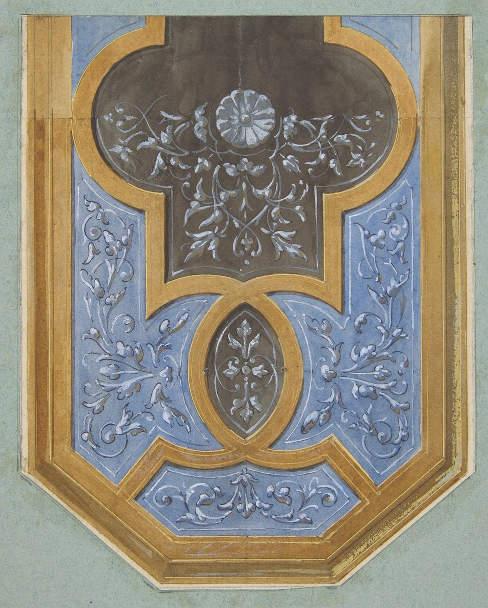 Design for the decoration of a ceiling with rinceaux by Jules-Edmond-Charles Lachaise and Eugène-Pierre Gourdet