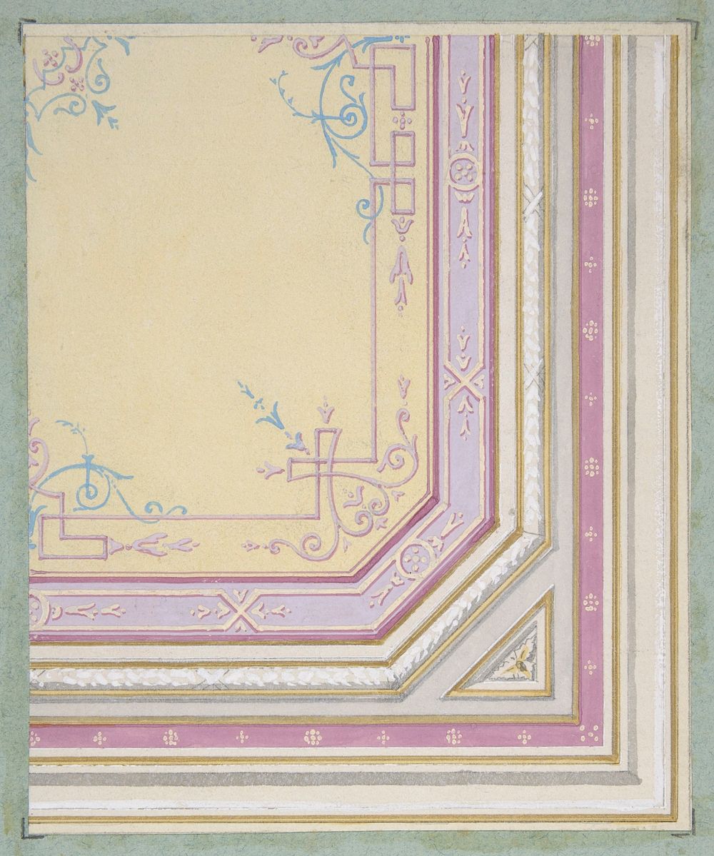 Partial design for the painted decoration of a ceiling by Jules-Edmond-Charles Lachaise and Eugène-Pierre Gourdet