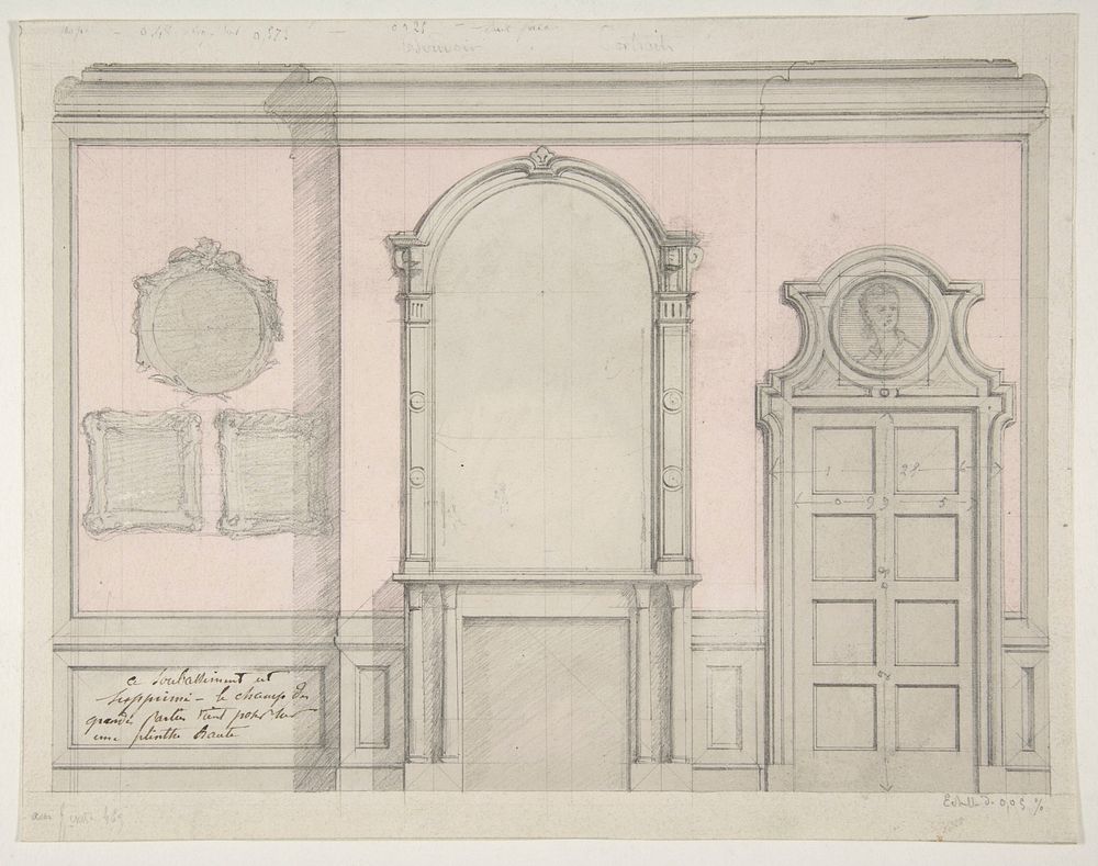 Design for treatment of a chimney-piece and adjacent door by Jules Edmond Charles Lachaise and Eugène Pierre Gourdet
