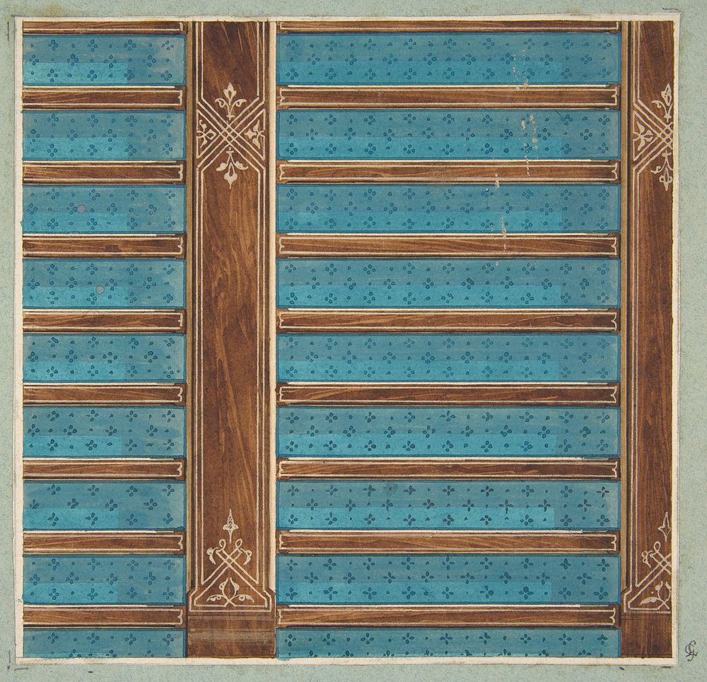 Design for the decoration of a beamed ceiling by Jules Lachaise and Eugène Pierre Gourdet