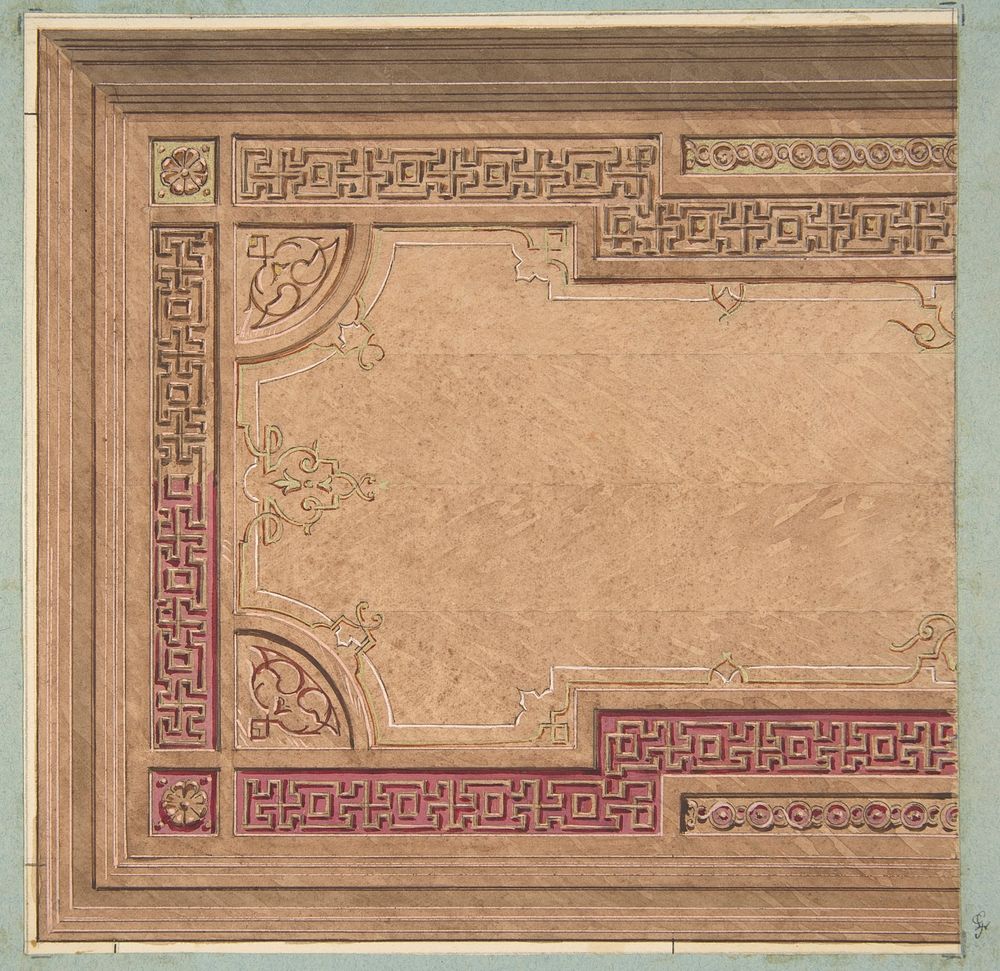 Partial Design for the decoration of a ceiling by Jules Lachaise and Eugène Pierre Gourdet