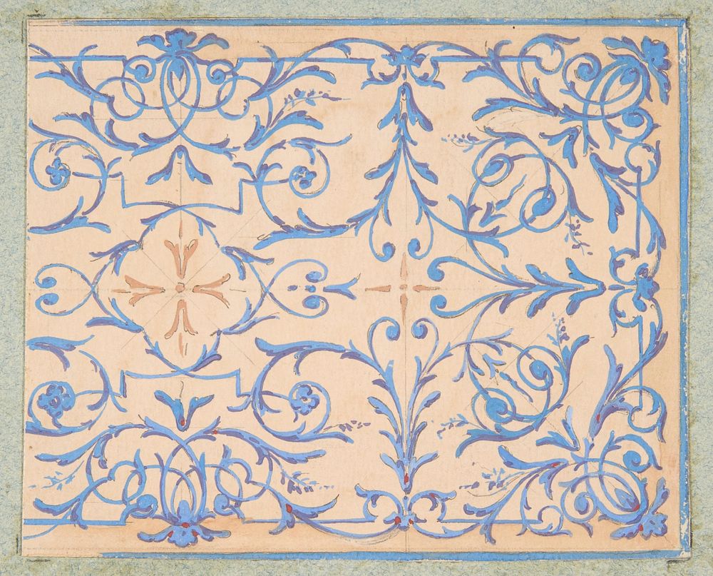 Partial design for a decorative panel painted in rinceaux by Jules Lachaise and Eugène Pierre Gourdet