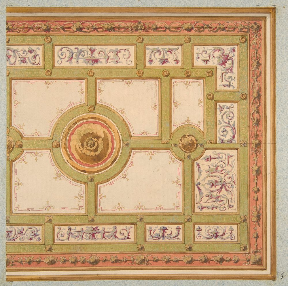 Alternative designs for the painted decoration of a ceiling by Jules Edmond Charles Lachaise and Eugène Pierre Gourdet