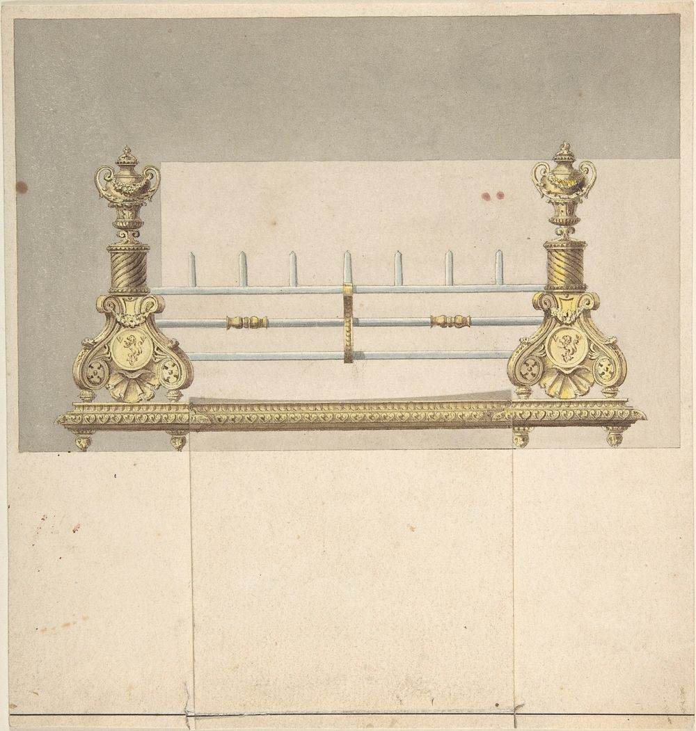 Design for Cast-iron Grate with Green Metal Surround by Benjamin Dean Wyatt