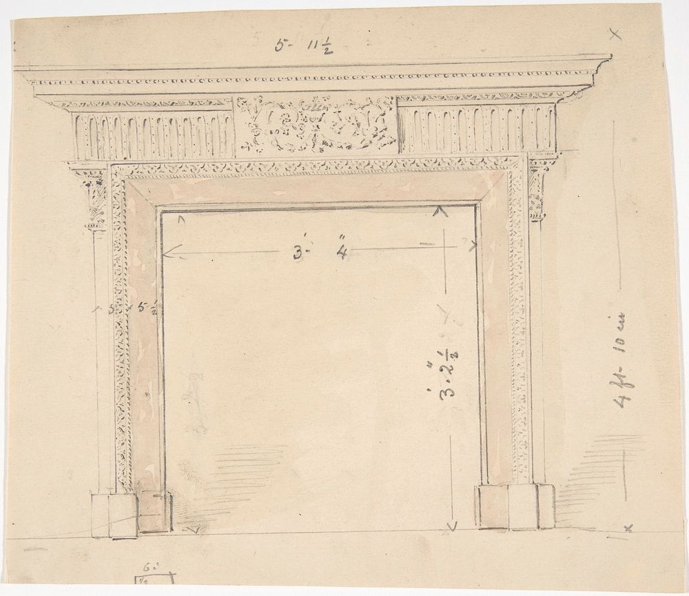 Design for a Fireplace, Anonymous, British, 19th century