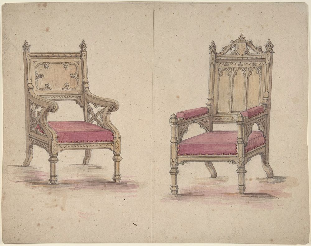 Designs for Two Gothic Style Chairs