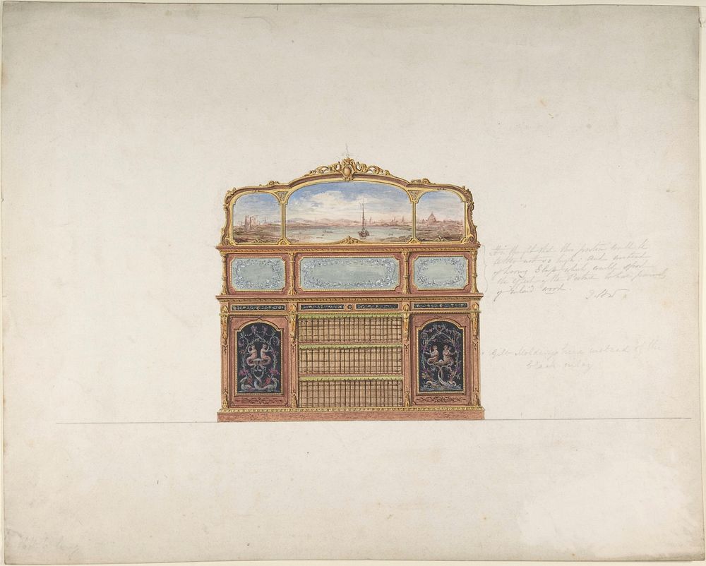 Design for a Cabinet, Anonymous, British, 19th century