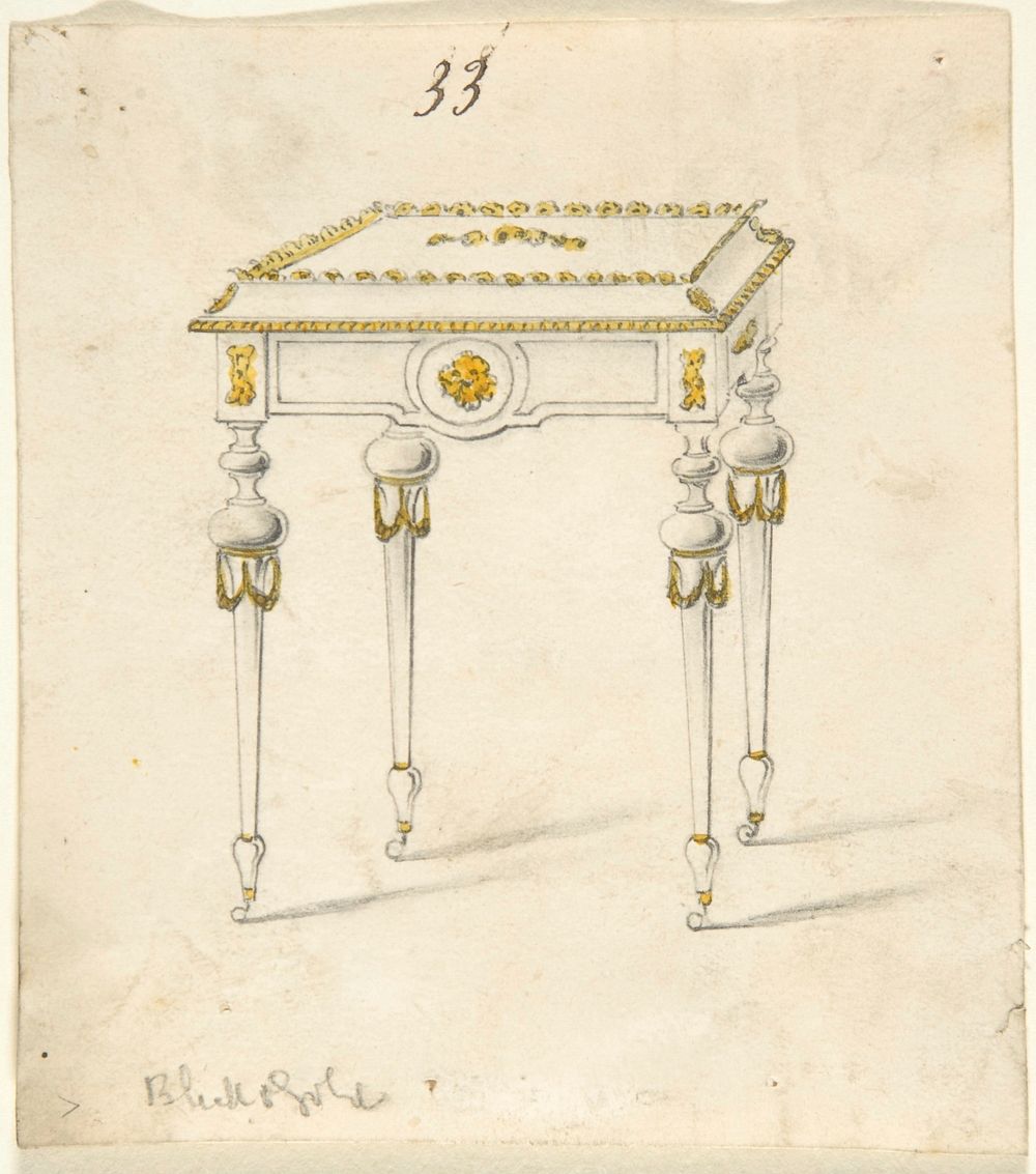 Design for a Small Table on Casters, Anonymous, British, 19th century