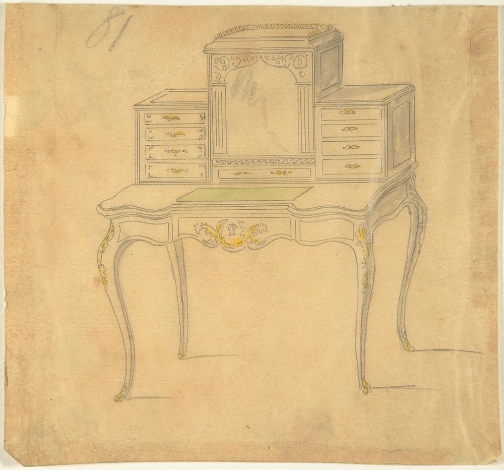 Design for a Desk, Anonymous, British, 19th century