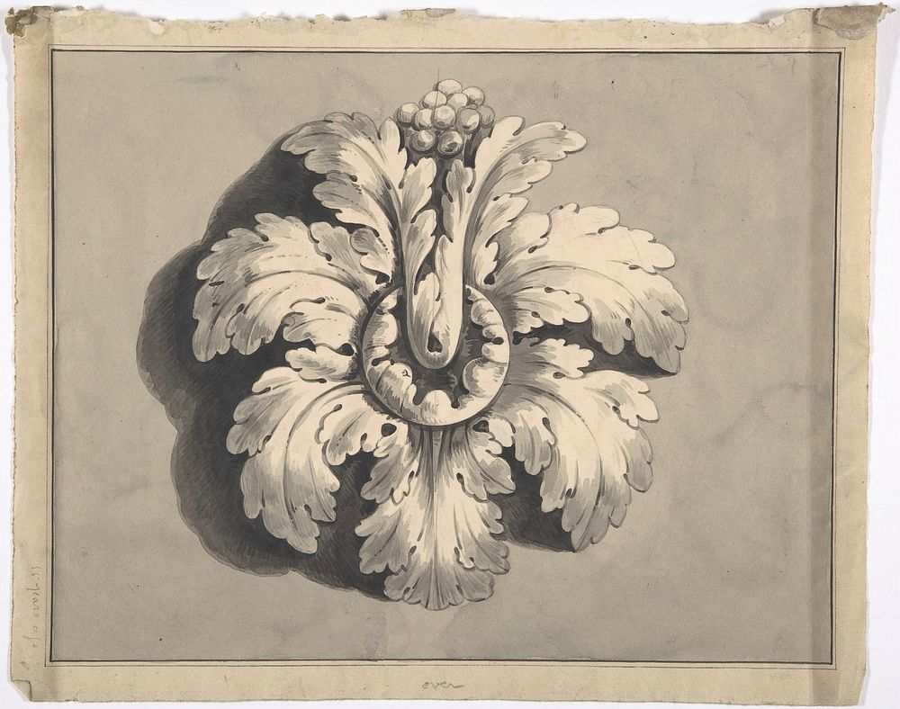 Design for a Boss Carved with Acanthus, Anonymous, British, 19th century