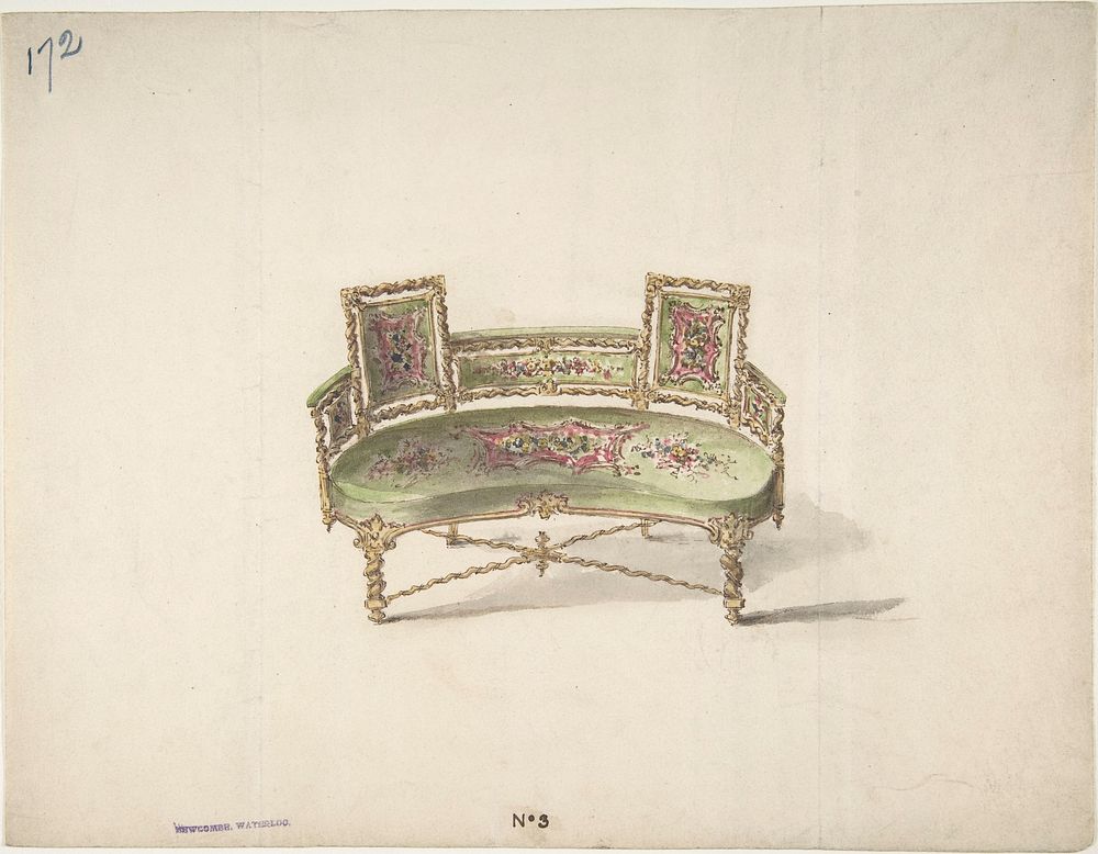 Design for a Curve-backed Settee, Anonymous, British, 19th century