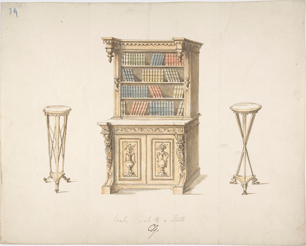 Design for a Bookcabinet and Two Pedestals
