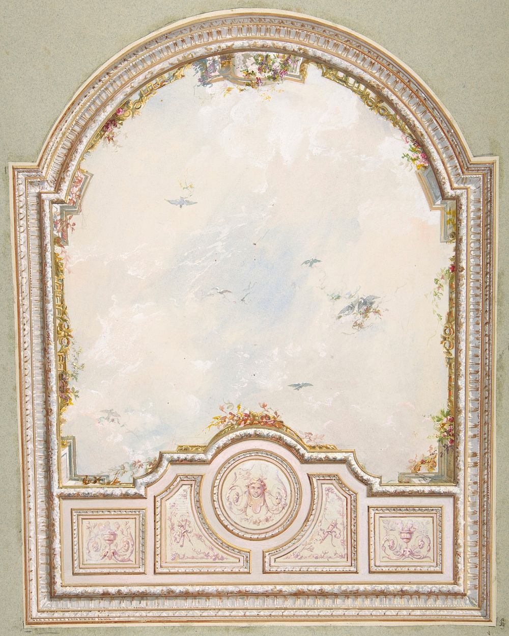 Deign for a ceiling a a trompe l'oeil sky by Jules-Edmond-Charles Lachaise and Eugène-Pierre Gourdet