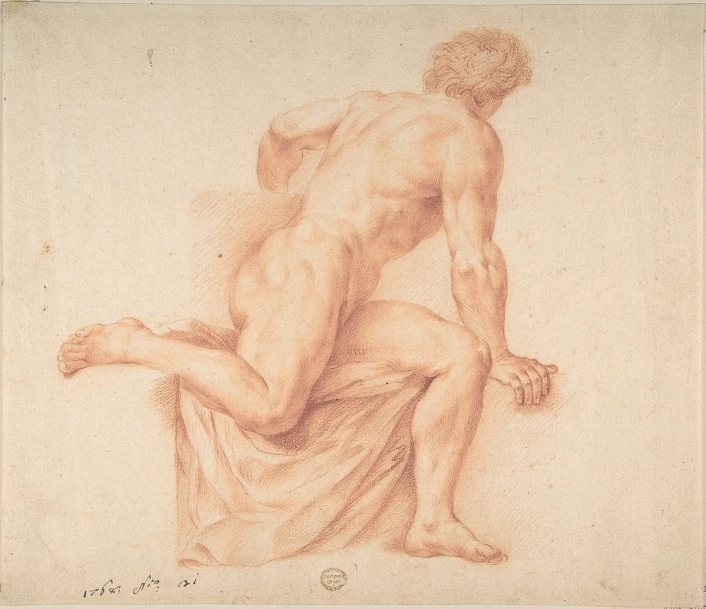 Nude Study, Anonymous, Italian, Bolognese 18th century artist