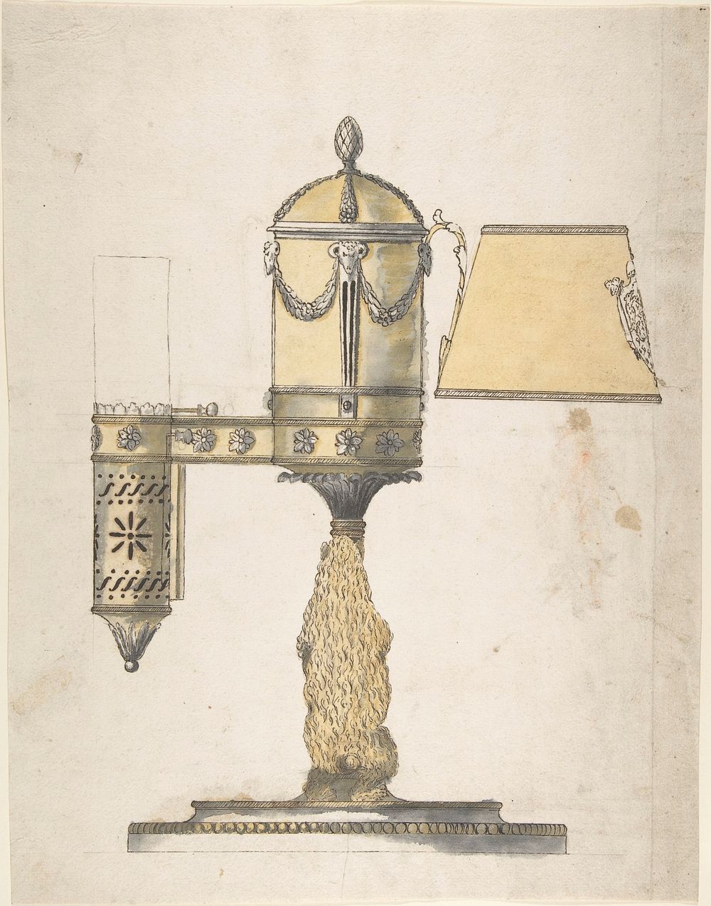 Argand Lamp with Shade, Anonymous, Italian, 19th century