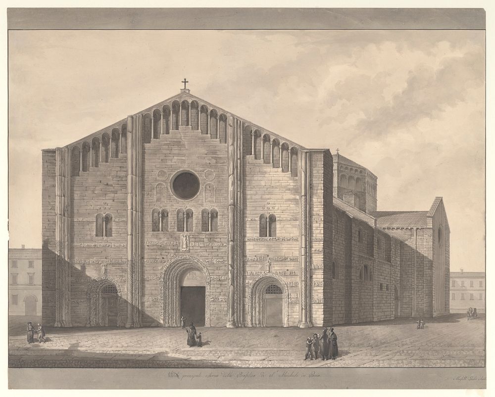 View of the Façade of the Cathedral of San Michele, Pavia by Giulio Aluisetti