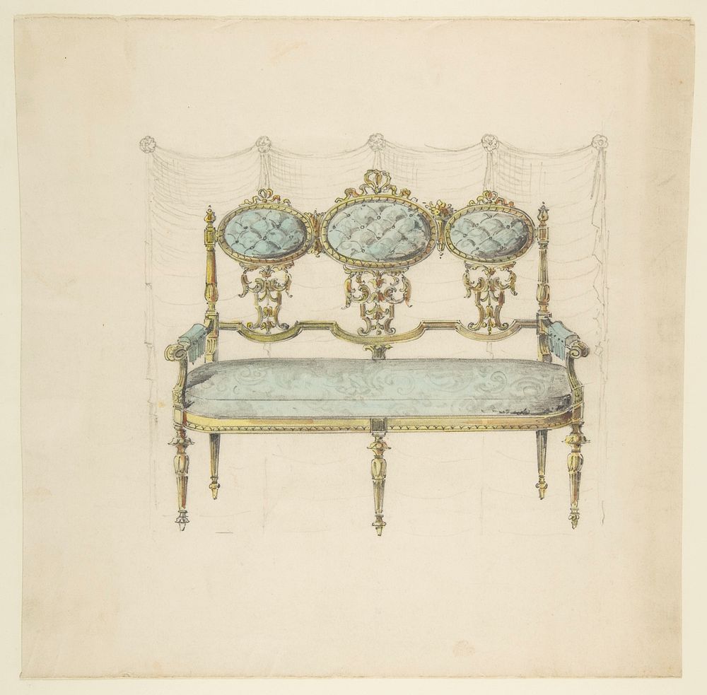 Design for a Settee, Anonymous, French, 19th century