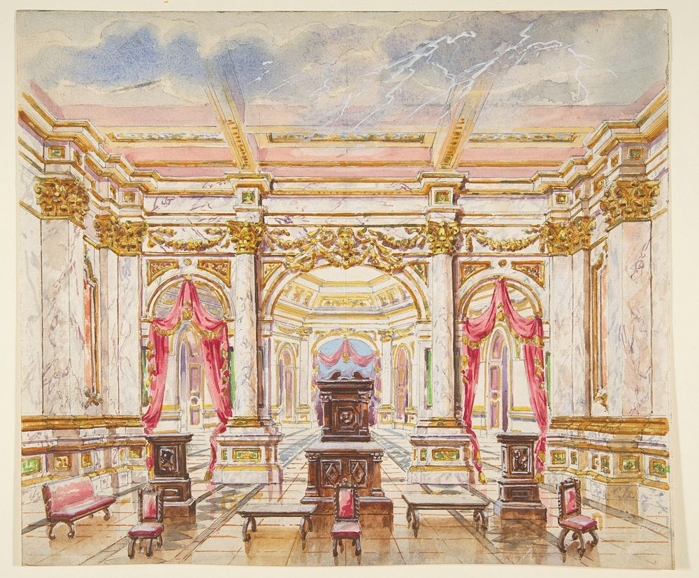 Interior with Marble and Gilt Decor by Anonymous, French, 19th century