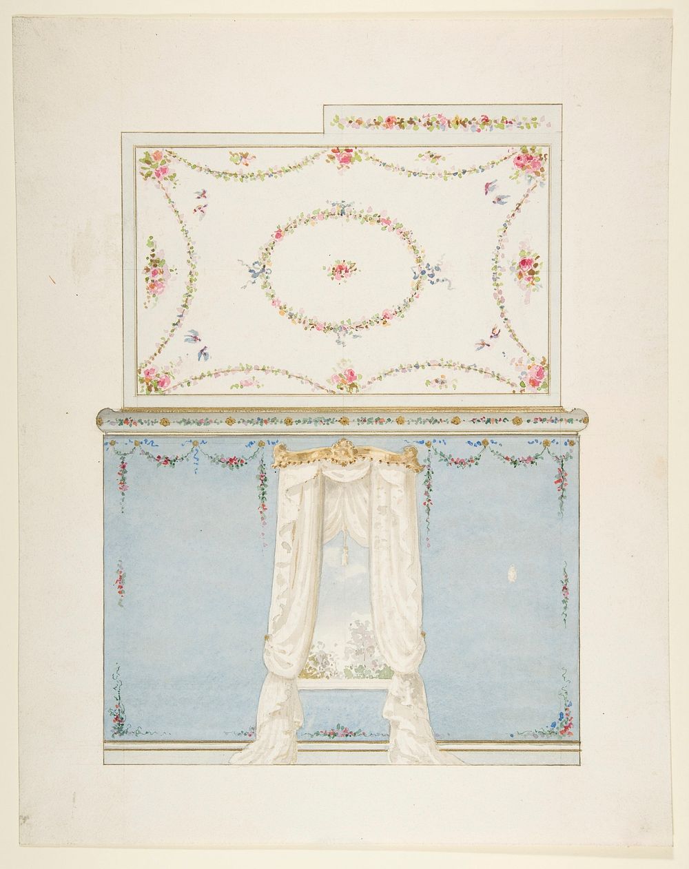 Ceiling and wall design, Anonymous, French, 19th century