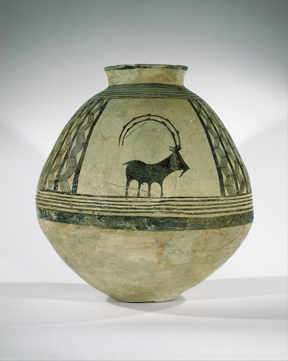 Storage jar decorated with mountain goats