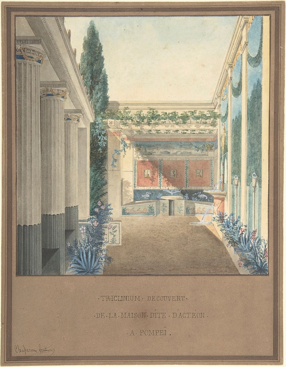 Triclinium, Excavated in the House of Actaeon, Pompeii by Charles Frédéric Chassériau