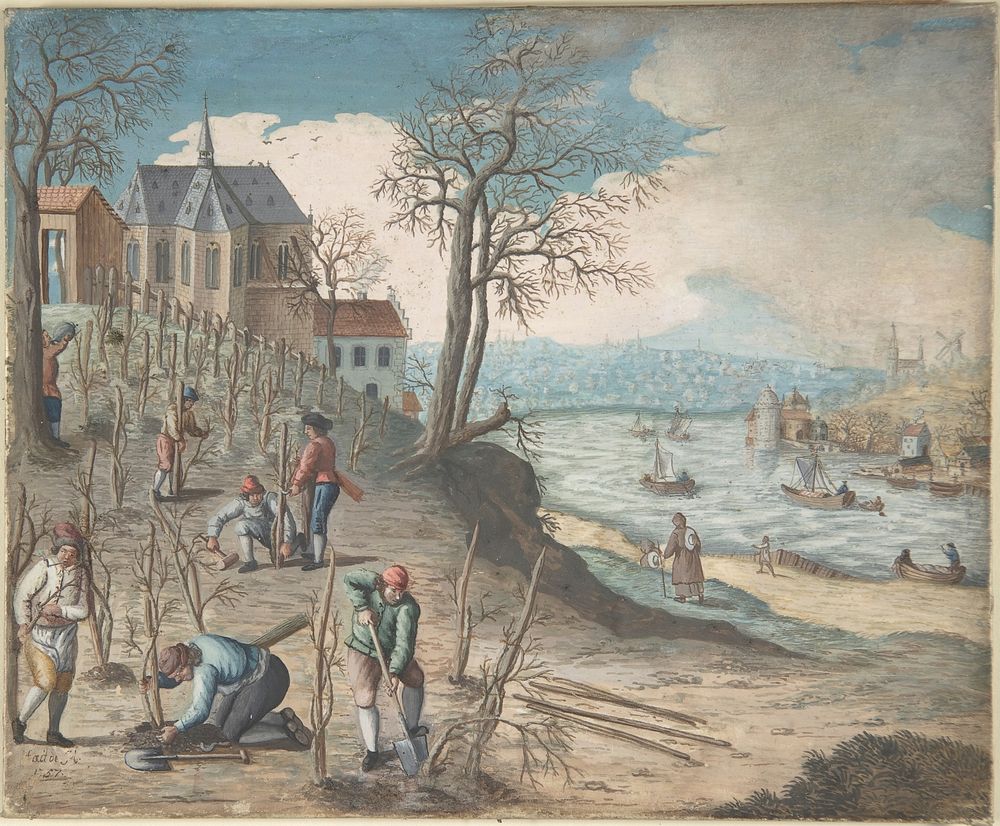 Planting Trees, Anonymous, Flemish, 18th century