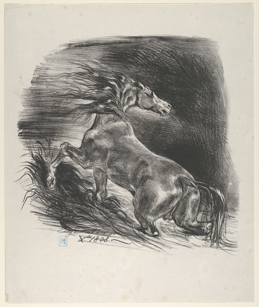 Wild Horse by Eug&egrave;ne Delacroix